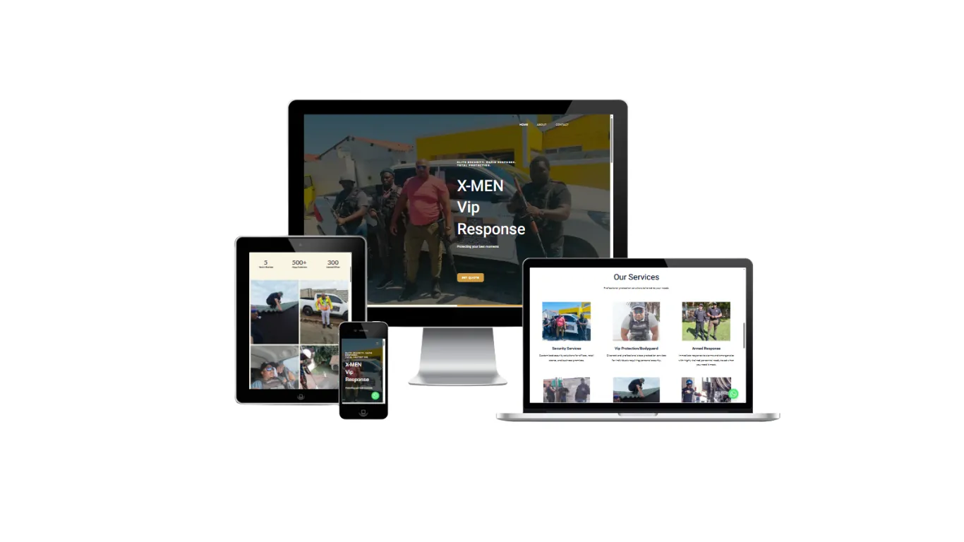 Website design mockup for a Gqeberha security and cleaning company